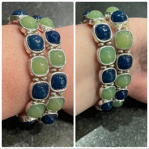 White House Black Market Jewelry - Navy/Light Green stretch bracelet